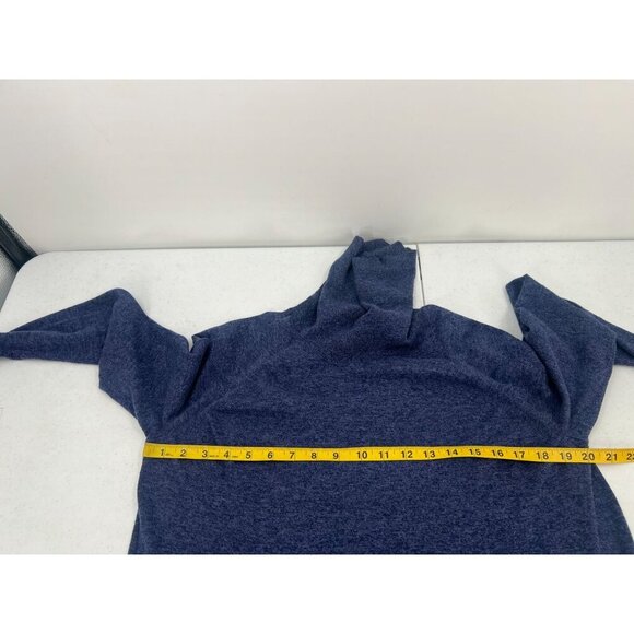 White + Warren M Blue Turtleneck Sweater Cotton Silk Blend Luxury Knit Pullover - Picture 2 of 8